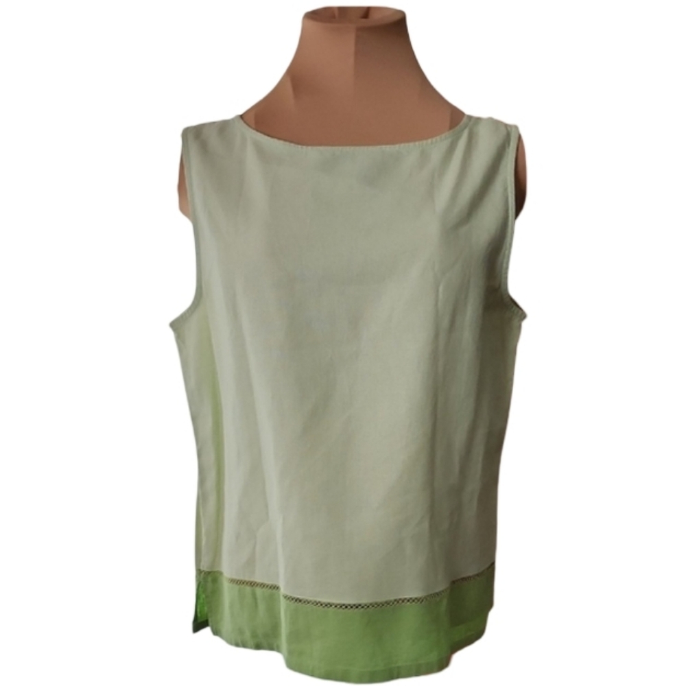 Norton McNaughton Linen Blend Green Blouse Women's Large